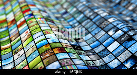 Giant multimedia video and image wall Stock Photo