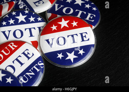 Red, white, and blue vote buttons background Stock Photo