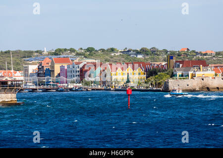 Colorful Buildings in Willemsted Curacao with bridge Stock Photo