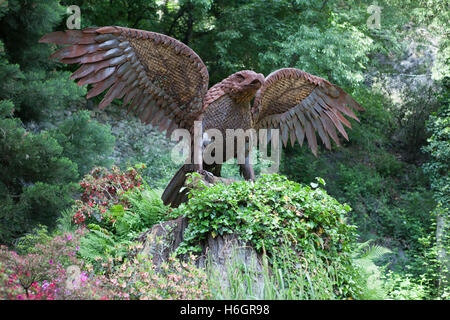 Meran, Italy - May 15,2016: Eagle statue on the woodland Sissi walk in Meran or Merano / Italy Stock Photo