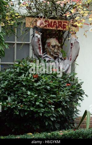 A general view of Halloween decorations outside Jonathan Ross's house in north London, ahead of his annual party. Stock Photo