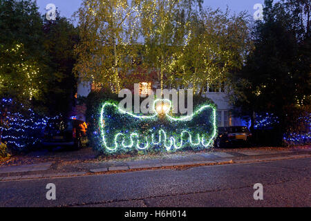 A general view of Halloween decorations outside Jonathan Ross's house in north London, ahead of his annual party. Stock Photo