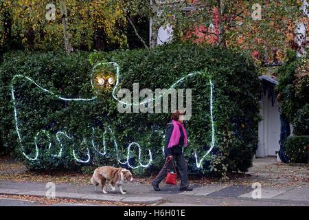 A general view of Halloween decorations outside Jonathan Ross's house in north London, ahead of his annual party. Stock Photo