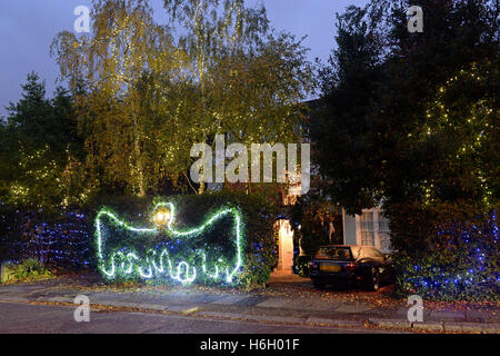 A general view of Halloween decorations outside Jonathan Ross's house in north London, ahead of his annual party. Stock Photo