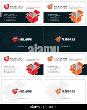 isometric box business cards 1 Stock Vector