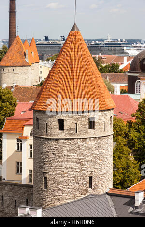 View of a tower in the Old Town from Patkuli viewing platform, Toompea Hill, Tallinn, Estonia Stock Photo