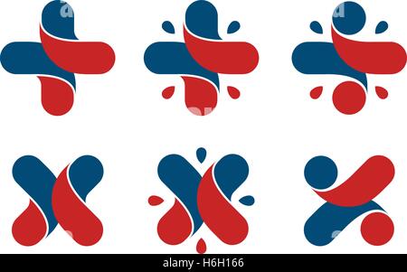 Isolated abstract colorful cross logo. Human silhouette logotype. Medical icon. Religious sign. Healthcare symbol. Hospital,clinic, doctor emblem. Vector illustration. Stock Vector