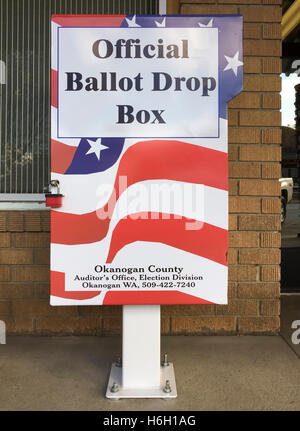 United States secure official elections voting ballot drop box on public sidewalk Stock Photo
