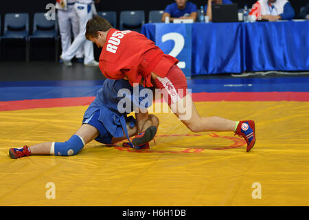 Orenburg, Russia - 29 October 2016: Boys competitions Sambo in the Championship of Russia in Sambo among boys and girls born 200 Stock Photo