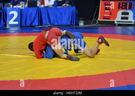 Orenburg, Russia - 29 October 2016: Boys competitions Sambo in the Championship of Russia in Sambo among boys and girls born 200 Stock Photo