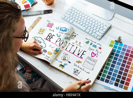 Positivity Message Cartoon Illustrations Concept Stock Photo