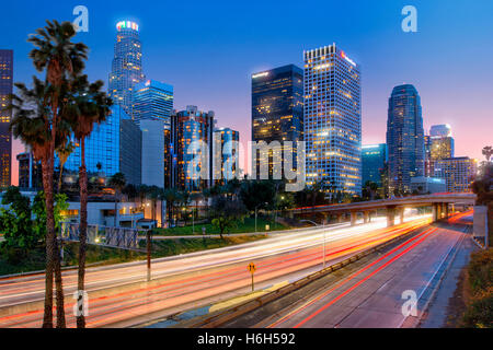 Harbor freeway in Los Angeles downtown Stock Photo