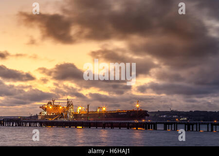 Oil Tanker Vilamoura at the Valero terminal on Milford Haven, Pembroke Stock Photo