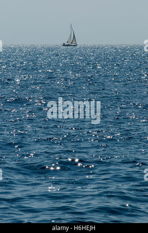 Sailboat on the Adriatic Sea, Istria, Croatia, Europe Stock Photo