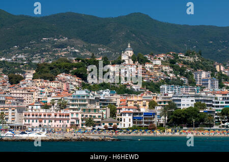 Harbor and view of the old town, San Remo, Riviera, Liguria, Italy, Europe Stock Photo