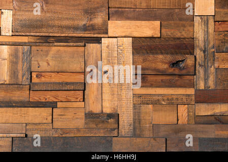 Background created from overhead view of floor composed of aged wooden planks Stock Photo