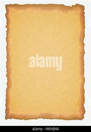 Ancient old yellow paper, with scratches and torn edge Stock Vector