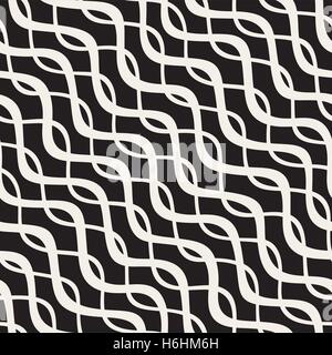 Vector Seamless Hand Drawn Wavy Lines Lattice Pattern. Abstract Geometric Background Design Stock Vector