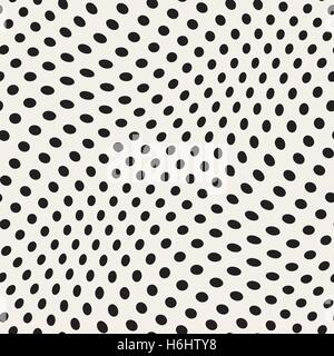 Vector Seamless Irregular Polka Dots Distorted Pattern. Abstract Geometric Background Design Stock Vector