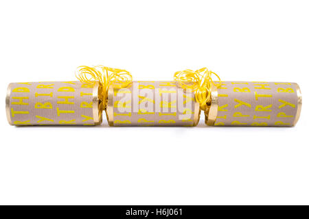 A studio shot of a traditional Happy Birthday Cracker or otherwise known as a Bon Bon. Stock Photo