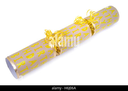 A studio shot of a traditional Happy Birthday Cracker or otherwise known as a Bon Bon. Stock Photo