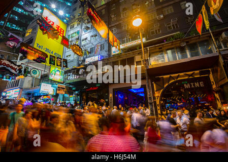 The famous Lan Kwai Fong bar area, Hong Kong, China. Stock Photo