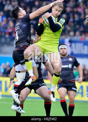 AVIVA Rugby Premier League Saracens v Leicester Tigers at Allianz Park London, UK. 29th Oct, 5. Action during the match which was won Saracens 24-10 Credit:  Leo Mason/Alamy Live News Stock Photo