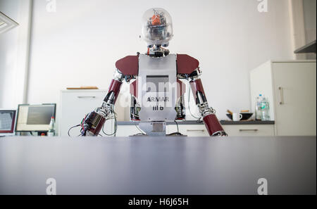 Karlsruhe, Germany. 09th Sep, 2016. robot identified as 'ARMAR IIIa' stands in the Karlsruhe Institute for Technology (KIT) in Karlsruhe, Germany, 09 September 2016. Photo: Christoph Schmidt/dpa/Alamy Live News Stock Photo
