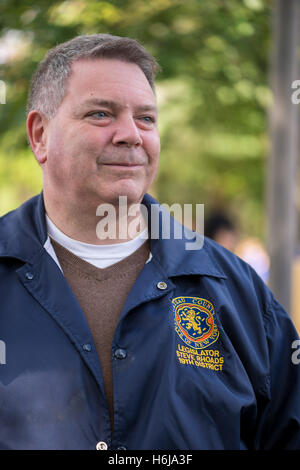 Merrick, New York, USA. 29th Oct, 2016. Legislator STEVEN D. RHOADS (Rep - Dist. 19) is one of several Long Island politicians attending the 2016 annual Merrick Spooktacular hosted in part by the North and Central Merrick Civic Association (NCMCA). The holiday party was at Fraser Park. © Ann Parry/ZUMA Wire/Alamy Live News Stock Photo