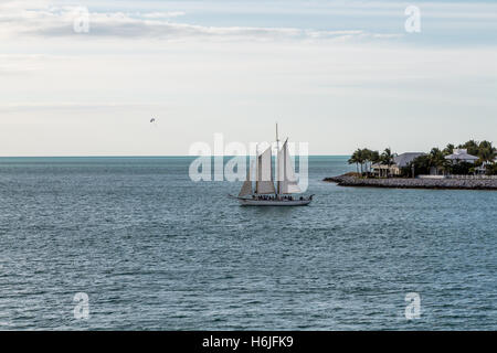 A large old sailboat off the coast of Key West Florida Stock Photo