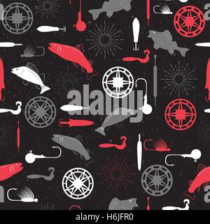Seamless pattern on a fishing theme vector illustration Stock Vector