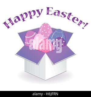Open paper box with colored eggs vector Stock Vector
