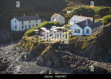 Kynance Cove Cafe on the south coast of Cornwall, UK in warm afternoon sunlight. Stock Photo