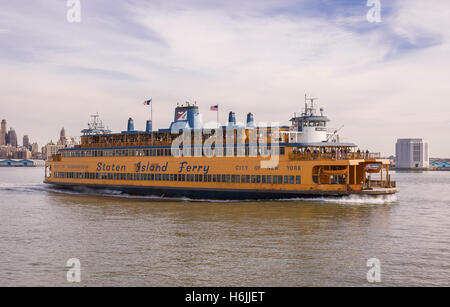 NEW YORK, NEW YORK, USA - Staten Island Ferry in New York harbor. Stock Photo