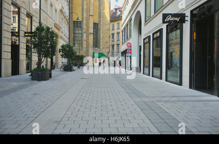 VIENNA, AUSTRIA - JUNE 6: View of the shopping street of Vienna city centre on June 6, 2016. Stock Photo
