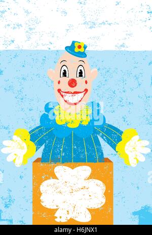 Toy in the Box  A smiling Toy in the box over an abstract background. Stock Vector