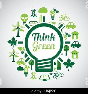 think green ecology icons vector illustration design Stock Vector