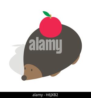 Hedgehog with apple icon, isometric 3d style Stock Vector