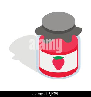 Bank strawberry jam icon, isometric 3d style Stock Vector