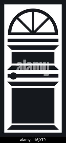 Door with an arched glass icon Stock Vector