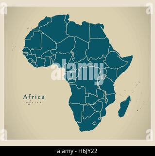 Modern Map - Africa continent with frontiers Stock Vector