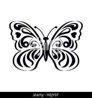 Butterfly with abstract patterning on wings icon Stock Vector