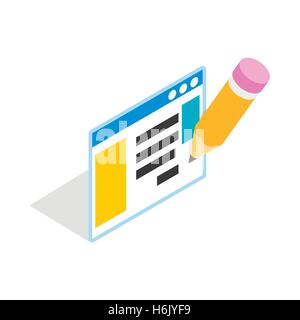 Document with pencil icon, isometric 3d style Stock Vector