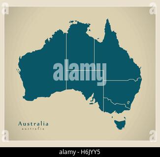 Modern Map - Australia with states AU Stock Vector