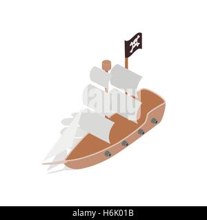 Pirate ship icon, isometric 3d style Stock Vector