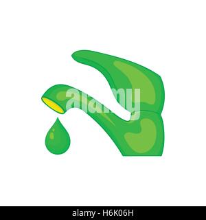 Eco water from faucet icon, cartoon style Stock Vector