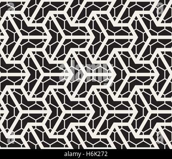 Vector Seamless Black And White Geometric Grid Pattern Stock Vector