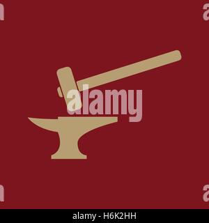 The smithy icon. Forge and stithy, blacksmith symbol. Flat Vector illustration Stock Vector