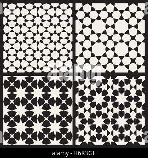 Set of Four Vector Seamless Islamic Stars Tessellation Geometric Pattern Stock Vector