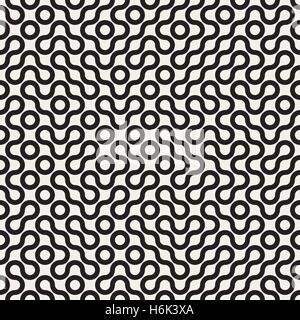 Vector Seamless Black and White Rounded Line Geometric Maze Pattern Stock Vector